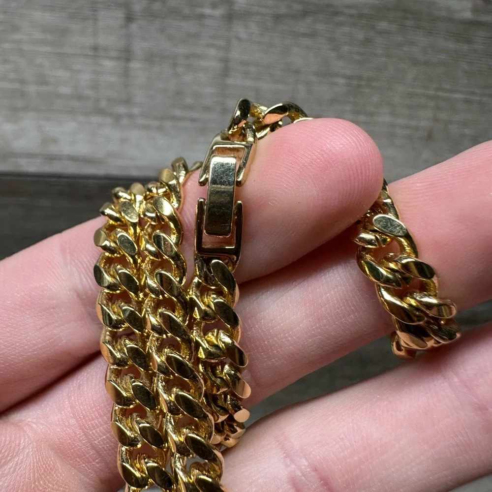 Classic Gold Heavy Plated Cuban Link Chain Necklace